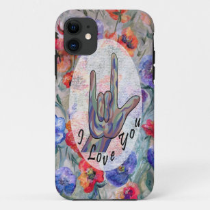 ASL Flowers and I Love You Phone iPhone 11 Case