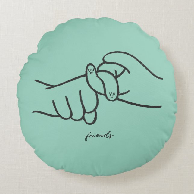 ASL Friends Round Throw Pillow – Sign Language (Front)