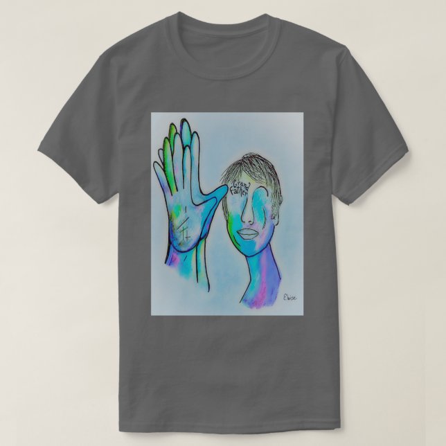 ASL Grandfather in Blue Overtones T-Shirt (Design Front)