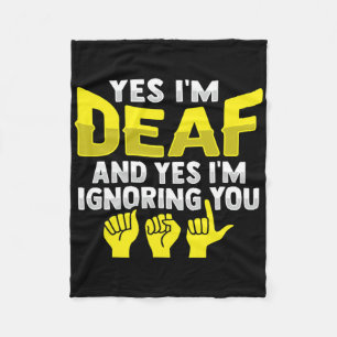Asl Hand Gesture Deaf Hearing Loss Awareness 11 Fleece Blanket