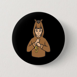 Asl Hand Gesture Deaf Hearing Loss Awareness Boy Button