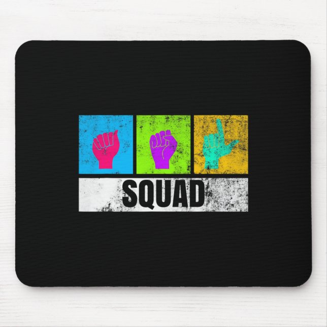 Asl Hand Sign Language For Deaf Pride And Deaf Awa Mouse Pad (Front)