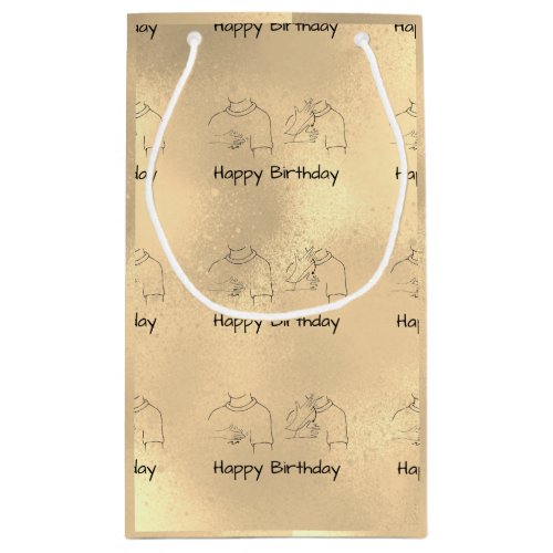 ASL Happy Birthday Hand Signs and Finger Spelling Small Gift Bag