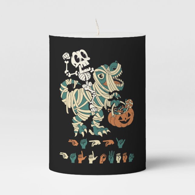 ASL Happy Halloween II - Cute Spooky Season Pillar Candle (Front)