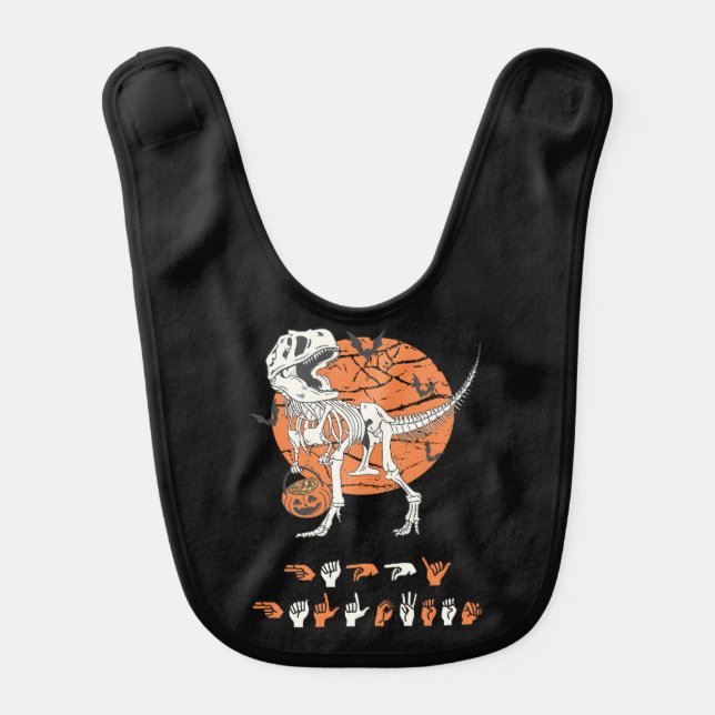 ASL Happy Halloween III - Cute Spooky Season Baby Bib (Front)