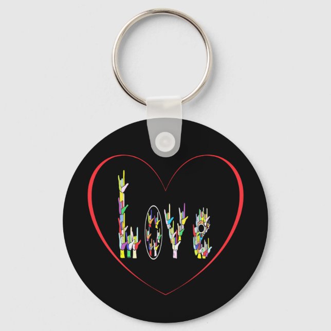 ASL Heart Full of Love Keychain (Front)