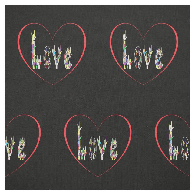 ASL Heart Full of Love Sewing Fabric (Swatch)