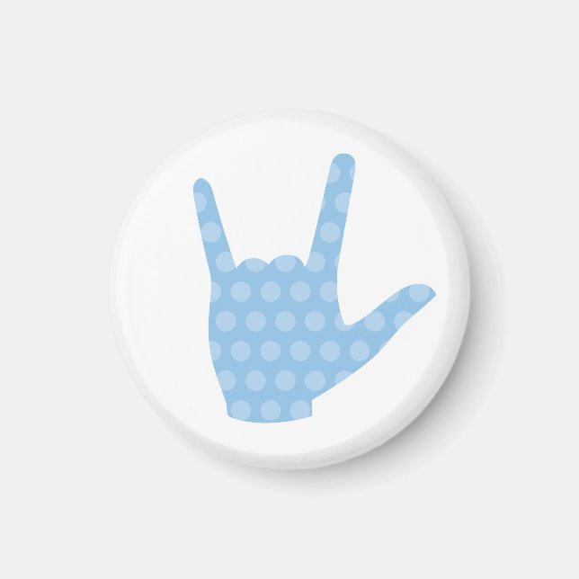 ASL I Love You Blue Dots Sign Language Magnet (Front)