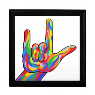 ASL I Love You BOLD COLOR Jewelry Box