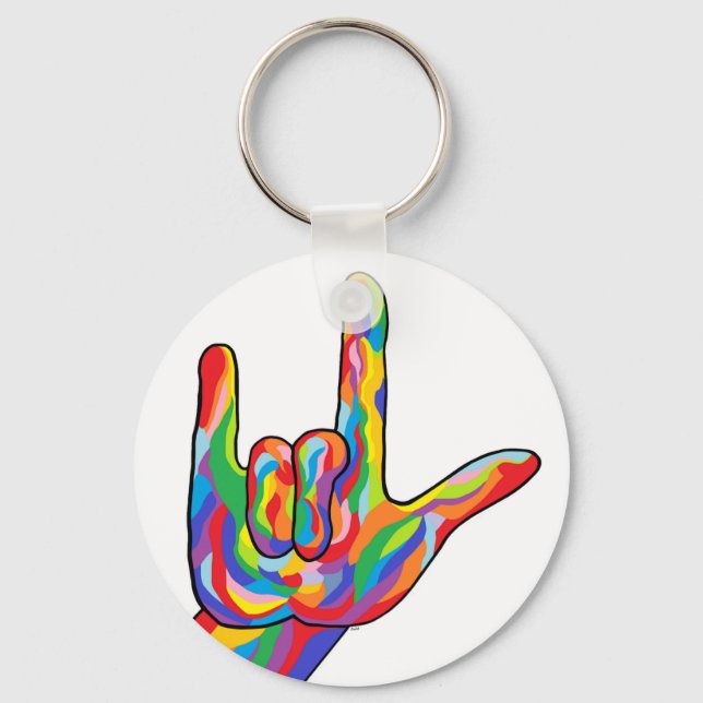 ASL I Love You BOLD COLOR Keychain (Front)