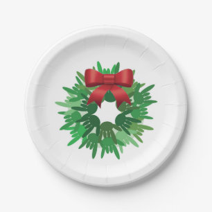ASL "I Love You" Christmas wreath Paper Plates