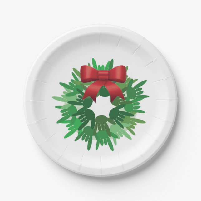 ASL "I Love You" Christmas wreath Paper Plates (Front)
