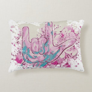 ASL I Love You Color Burst Accent Pillow