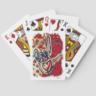 ASL I Love You Contemporary in Red  Poker Cards