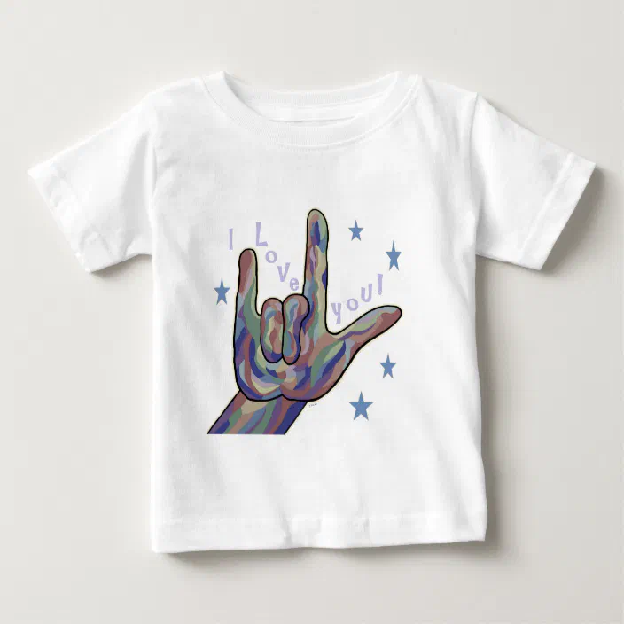 Asl I Love You Denim And Camouflage Colors Baby T Shirt Zazzle Com Asl I Love You Denim And Camouflage Colors Baby T Shirt Zazzle Com