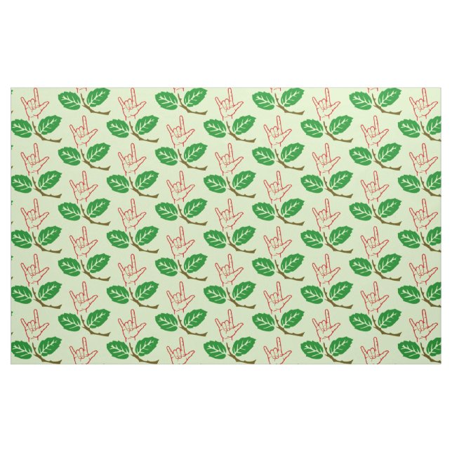 ASL I Love You Flower Patterned Fabric (Yard)