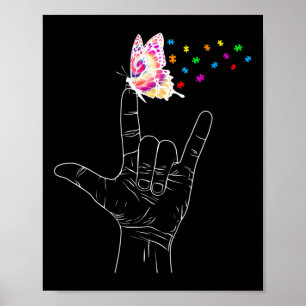 Asl I Love You Hand Sign Language Butterfly Autism