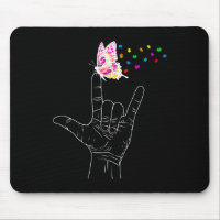 ASL I Love You Hand Sign Language Butterfly Autism