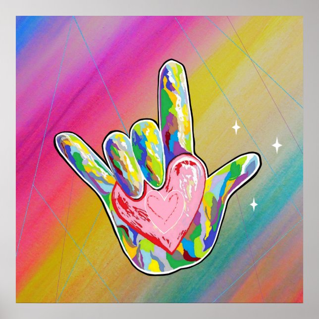 ASL I Love You Heart Poster (Front)