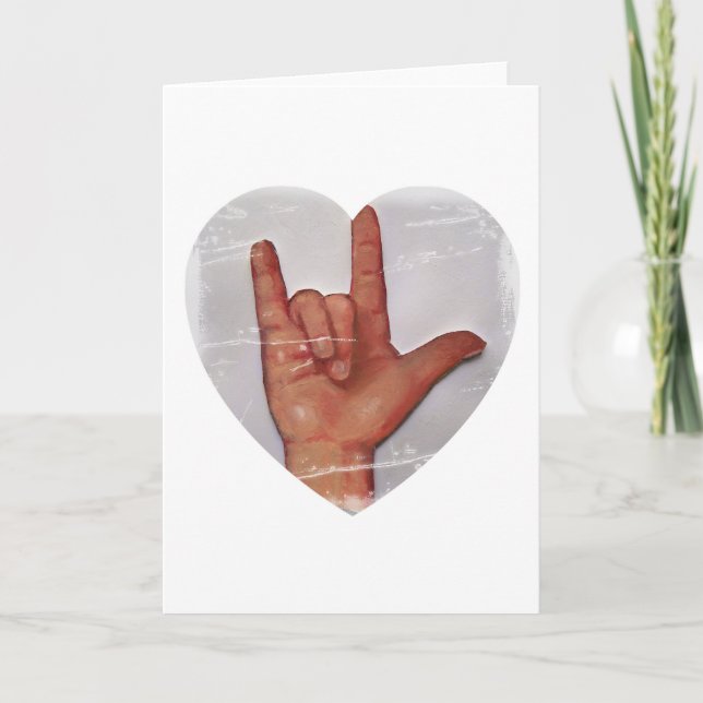 ASL "I LOVE YOU" HEART SHAPE #2 CARD (Front)