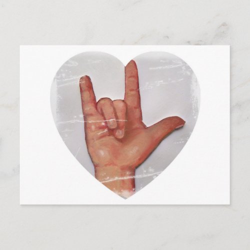 ASL I LOVE YOU HEART SHAPE 2 POSTCARD