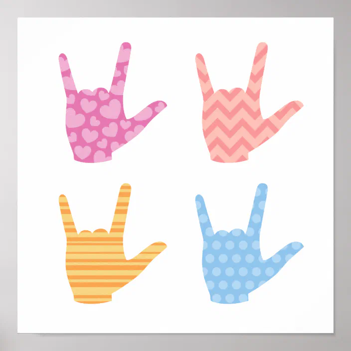 Asl I Love You In Sign Language Colors Patterns Zazzle Com