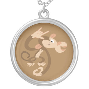 ASL I Love You Monkey Necklace