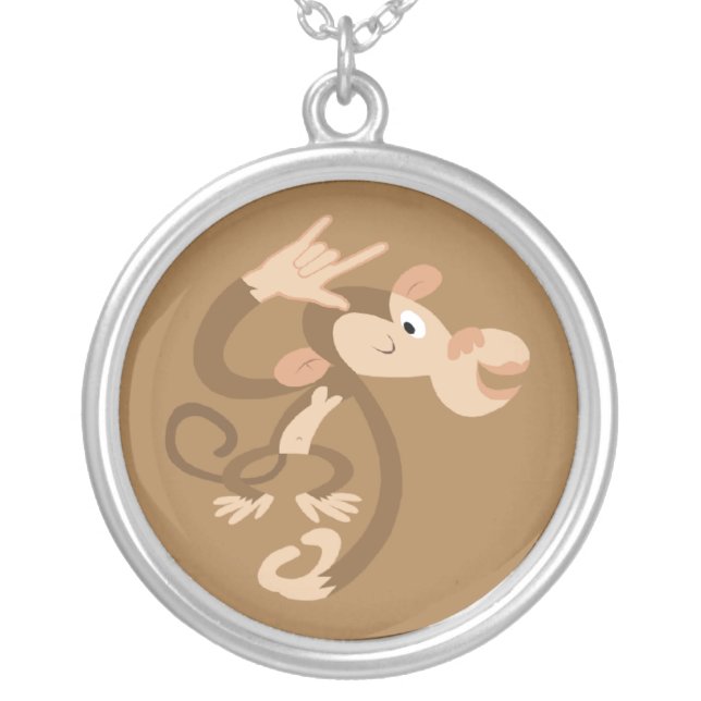 ASL I Love You Monkey Necklace (Front)