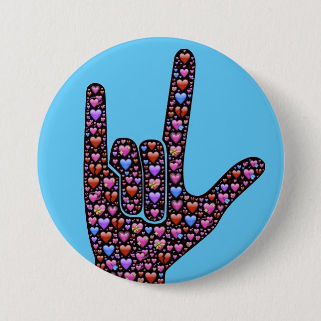 ASL "I love you" Pinback Button (Front)