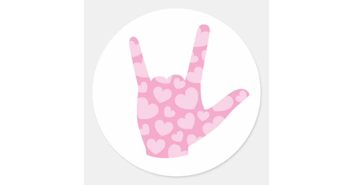 Asl I Love You Pink Hearts Sign Language Sticker Zazzle Com Asl I Love You Pink Hearts Sign Language Sticker Zazzle Com