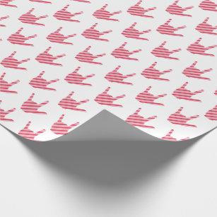 ASL I Love You Pink Red Christmas Candy Cane Wrapping Paper
