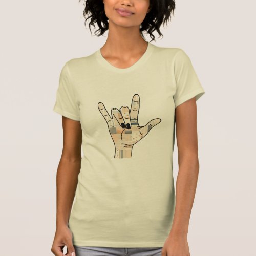 ASL I love you shirt Boho design Sign Language T_Shirt