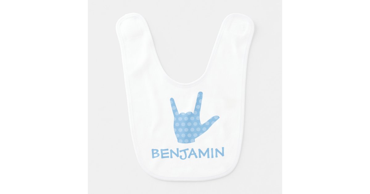 Asl I Love You Sign Language Boy Name Baby Bib Zazzle Com