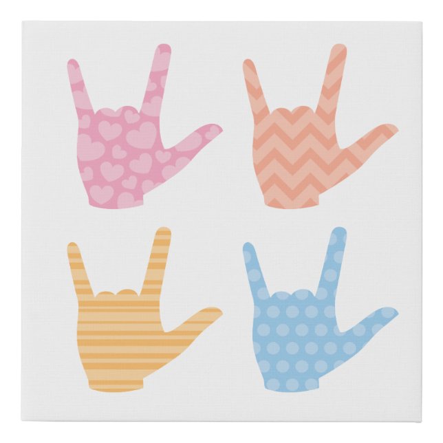 ASL I Love You Sign Language Pink Blue Orange (Front)