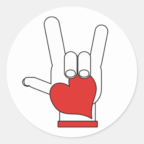 ASL I LOVE YOU SIGN w HEART Classic Round Sticker