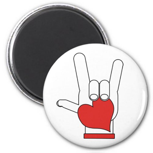 ASL I LOVE YOU SIGN w HEART Magnet
