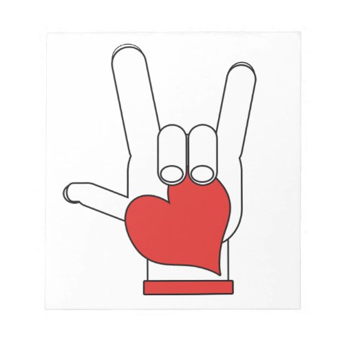 ASL I LOVE YOU SIGN w HEART Notepad