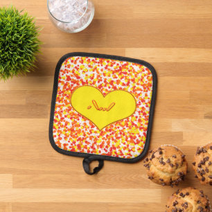 ASL-I Love You With Heart by Shirley Taylor Pot Holder