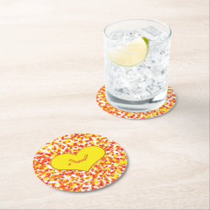 ASL-I Love You with Heart by Shirley Taylor Round Paper Coaster