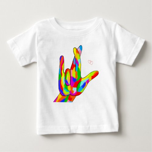 ASL I Really Love You Bright Colors Baby T_Shirt