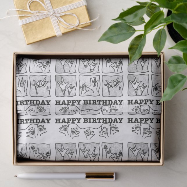 ASL ILY Obsession - Happy Birthday!  Tissue Paper (Gift)