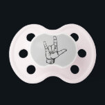 ASL ILY Pacifier<br><div class="desc">Infant pacifier with ASL ILY sign language design!</div>