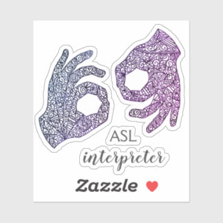 "ASL Interpreter" Custom-Cut Vinyl Sticker