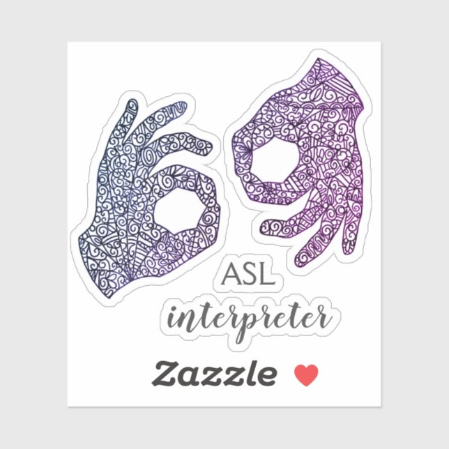 "ASL Interpreter" Custom-Cut Vinyl Sticker (Sheet)