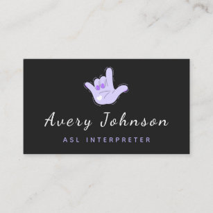 ASL Interpreter Sign Language Cool Hand Modern Fun Business Card