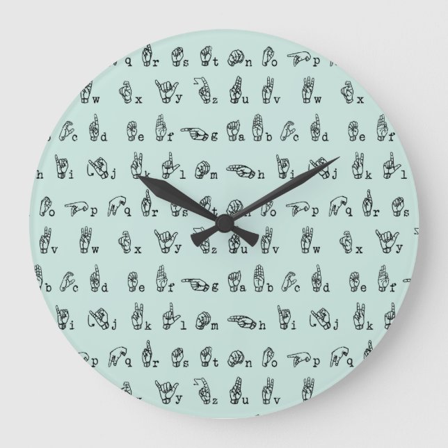 ASL Jade // American Sign Language Alphabet Large Clock (Front)