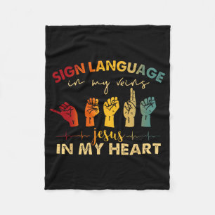 Asl Jesus Christ Sign Language In My Veins Jesus I Fleece Blanket