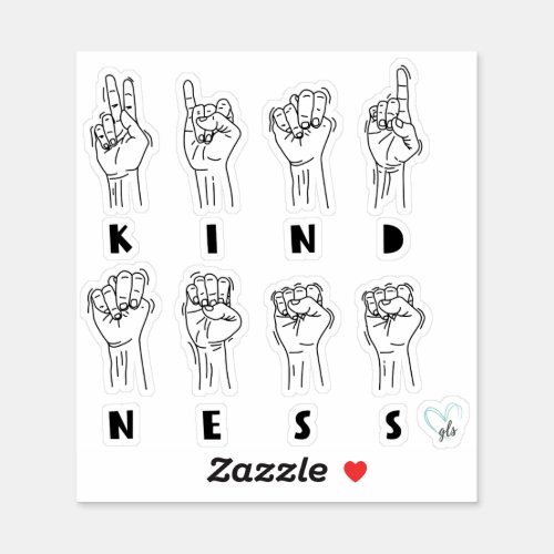 ASL Kindness Hand Sign Language  GraphicLoveShop Sticker