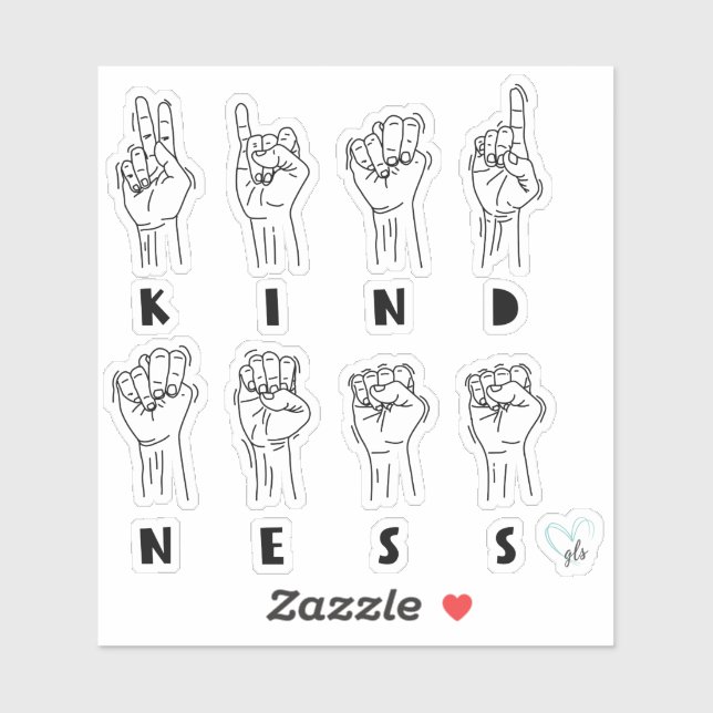 ASL Kindness Hand Sign Language © GraphicLoveShop Sticker (Sheet)