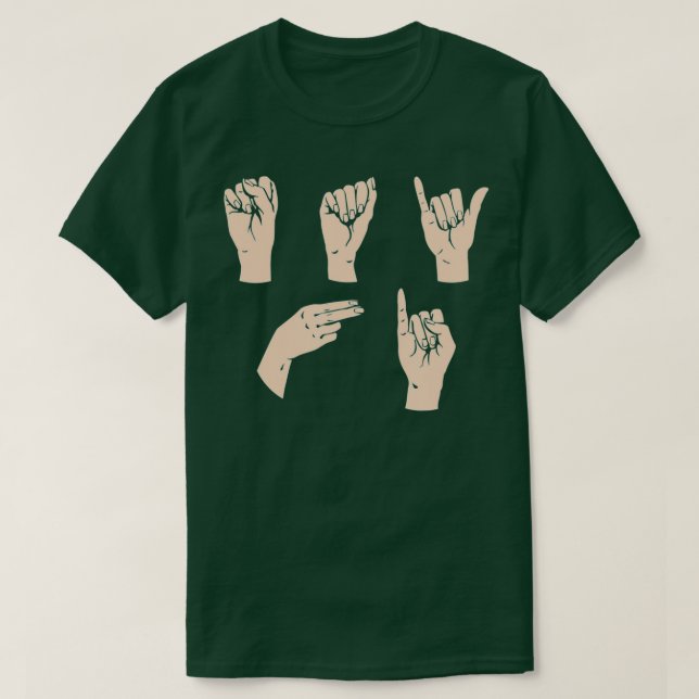ASL Learning Say Hi Funny Hand Sign language Inter T-Shirt (Design Front)